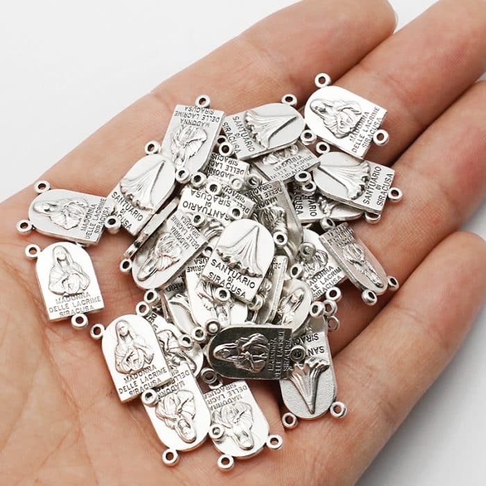 DIY三通-锡拉库萨圣母+大殿-锌合金-1.5cm Catholic religious art