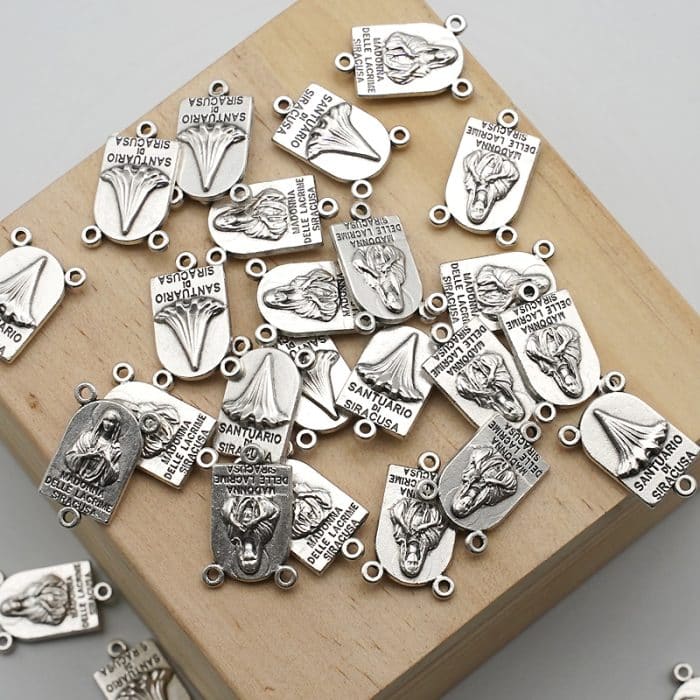 DIY三通-锡拉库萨圣母+大殿-锌合金-1.5cm Catholic religious art