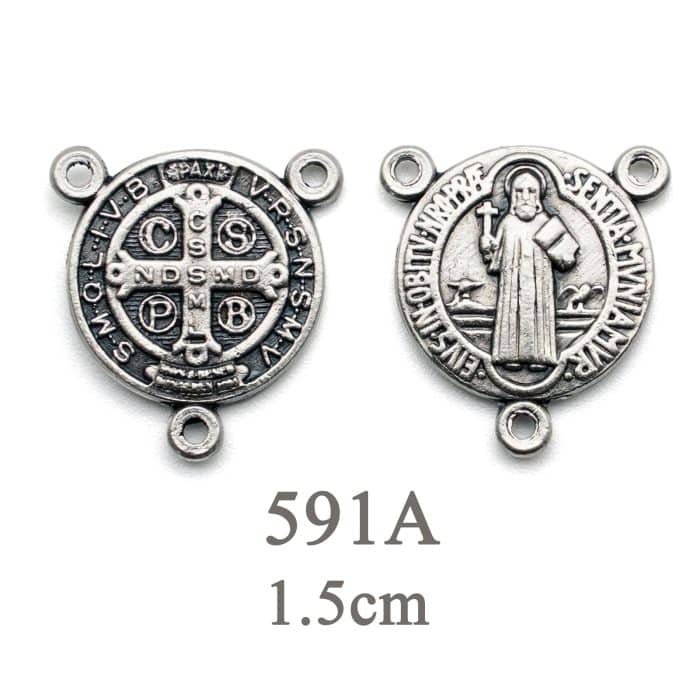 DIY三通-圣本笃-锌合金-1.5cm Catholic religious art