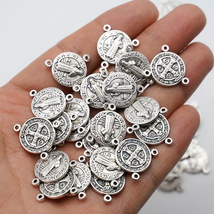 DIY三通-圣本笃-锌合金-1.5cm Catholic religious art