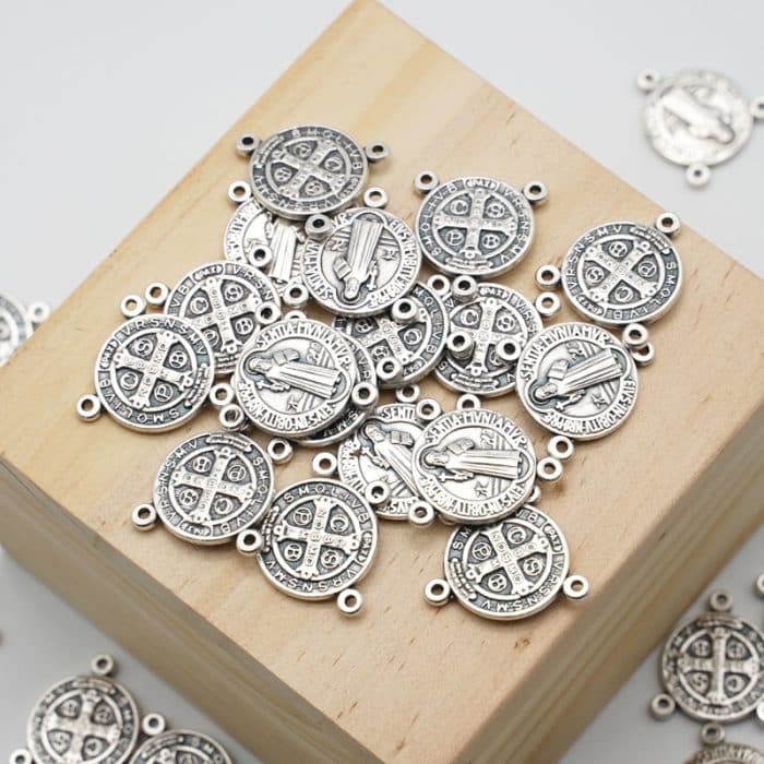 DIY三通-圣本笃-锌合金-1.5cm Catholic religious art