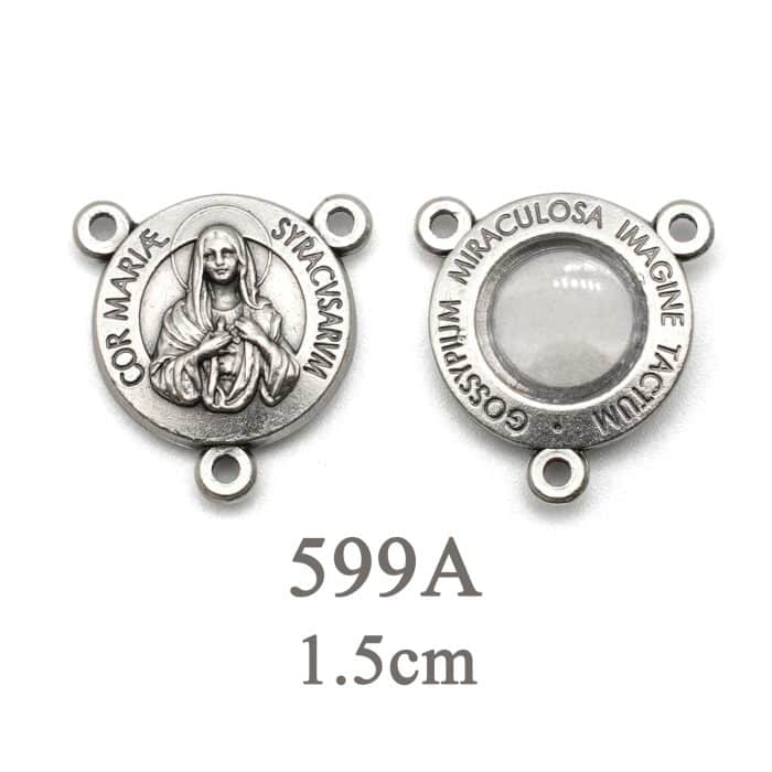 DIY三通-锡拉库萨圣母+圣布-锌合金-1.5cm Catholic religious art