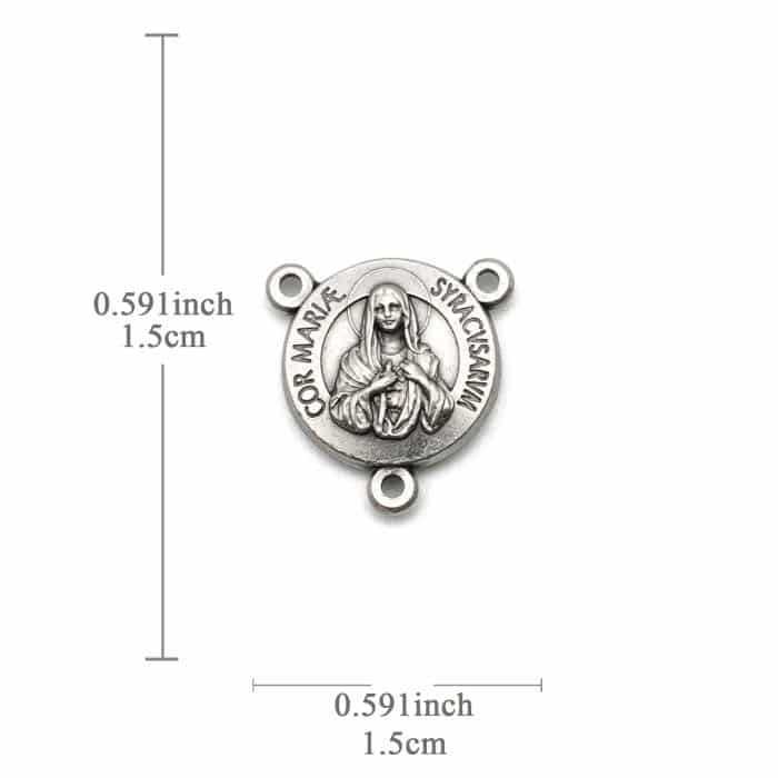 DIY三通-锡拉库萨圣母+圣布-锌合金-1.5cm Catholic religious art