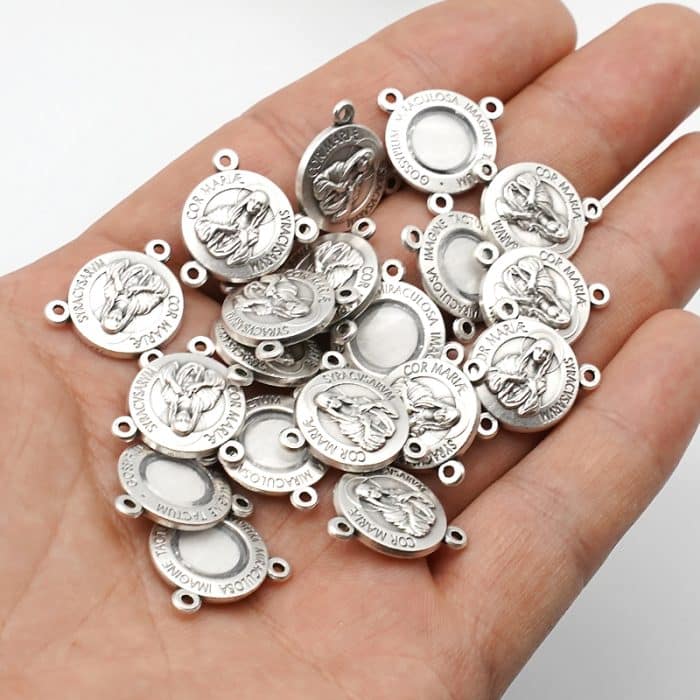 DIY三通-锡拉库萨圣母+圣布-锌合金-1.5cm Catholic religious art