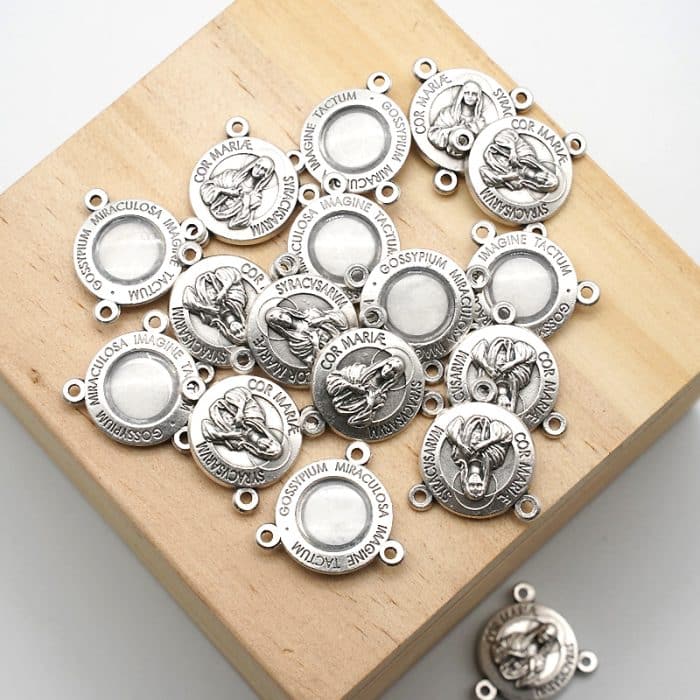 DIY三通-锡拉库萨圣母+圣布-锌合金-1.5cm Catholic religious art