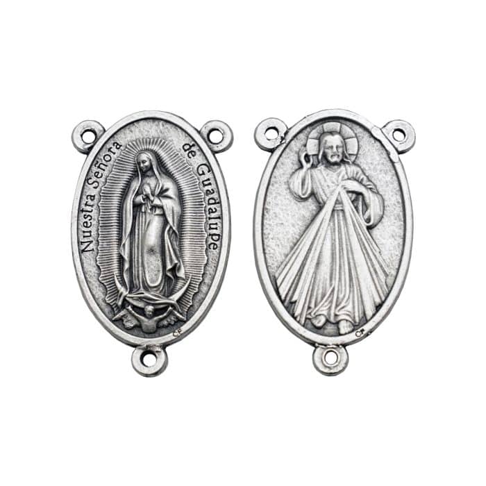 DIY三通-瓜达卢佩+上主慈悲-锌合金-4cm Catholic religious art