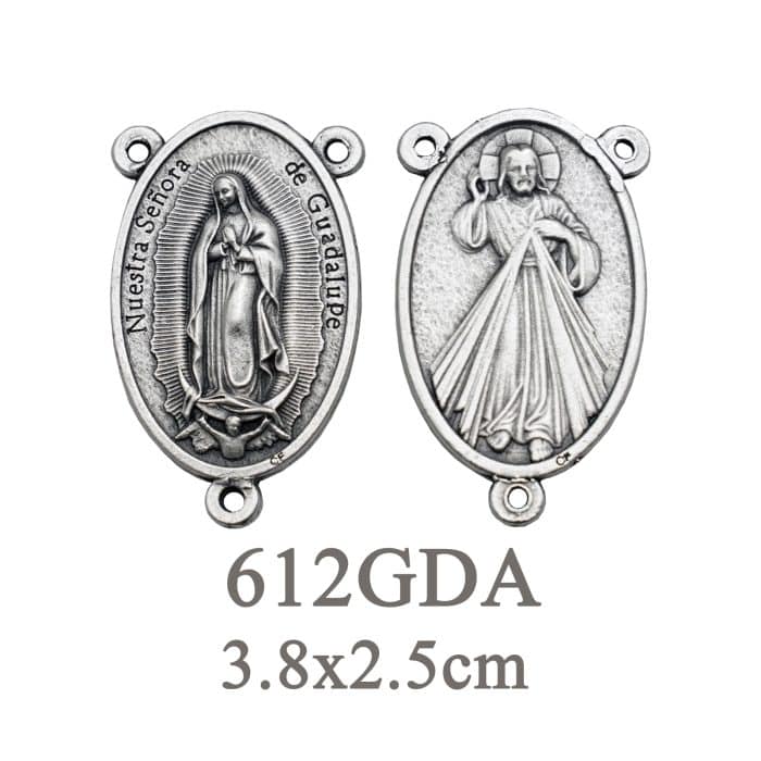 DIY三通-瓜达卢佩+上主慈悲-锌合金-4cm Catholic religious art