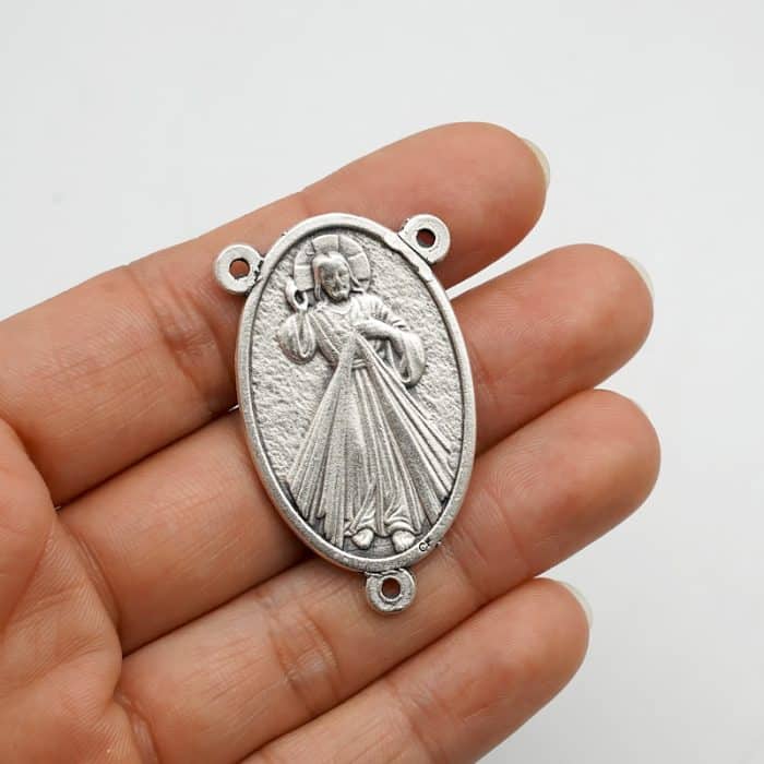 DIY三通-瓜达卢佩+上主慈悲-锌合金-4cm Catholic religious art