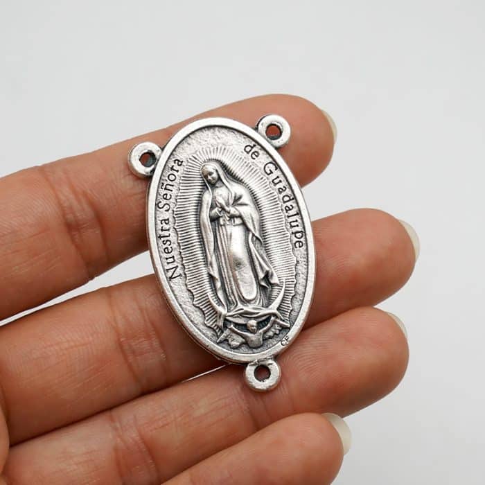 DIY三通-瓜达卢佩+上主慈悲-锌合金-4cm Catholic religious art