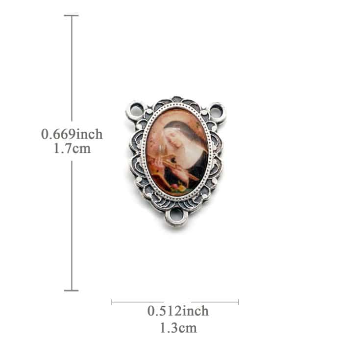 DIY三通-圣妇李达+圣基多福-锌合金-树脂-1.6cm Catholic religious art