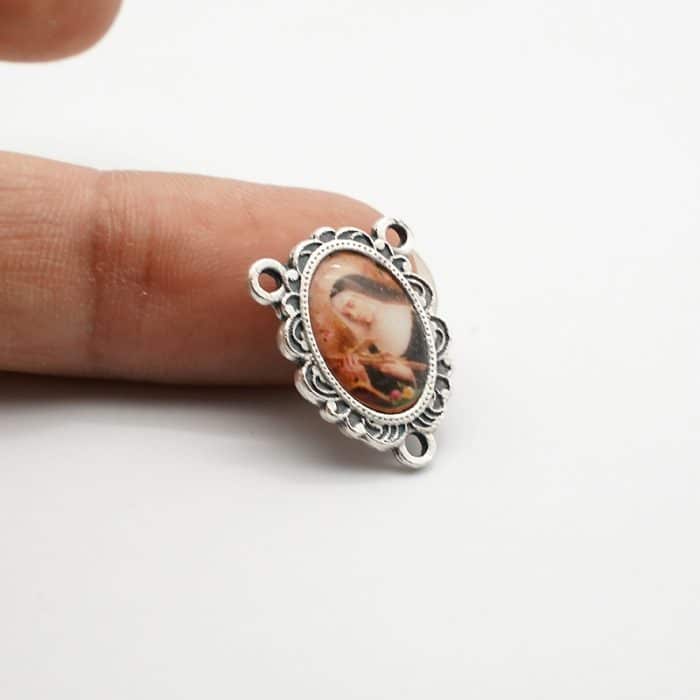 DIY三通-圣妇李达+圣基多福-锌合金-树脂-1.6cm Catholic religious art