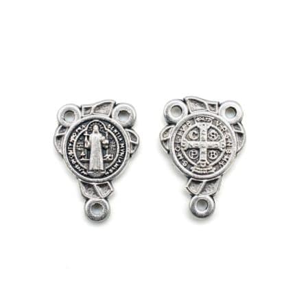 DIY三通-圣本笃-锌合金-银色圣牌-1.4cm