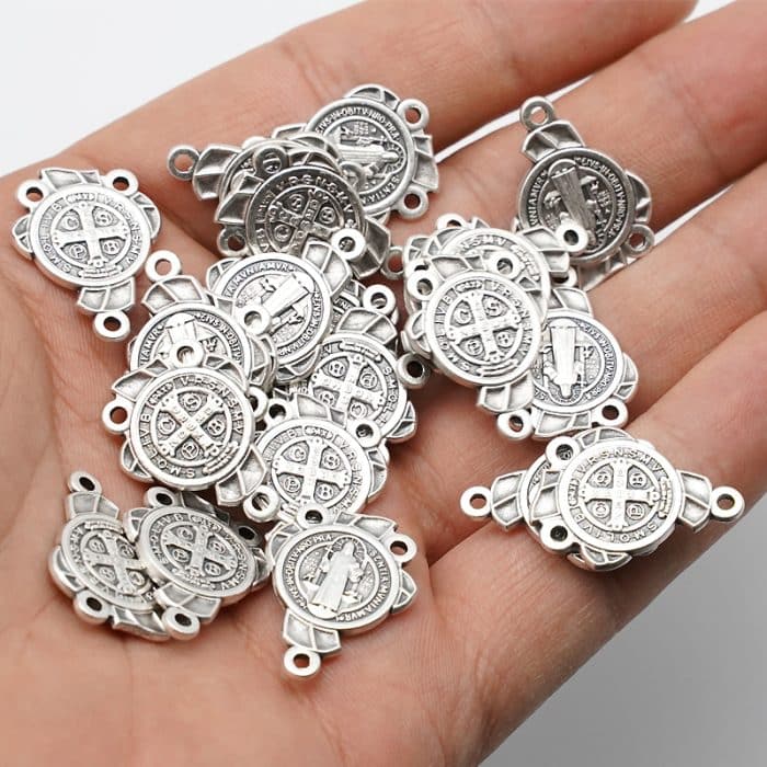 DIY三通-圣本笃-锌合金-2.0cm Catholic religious art