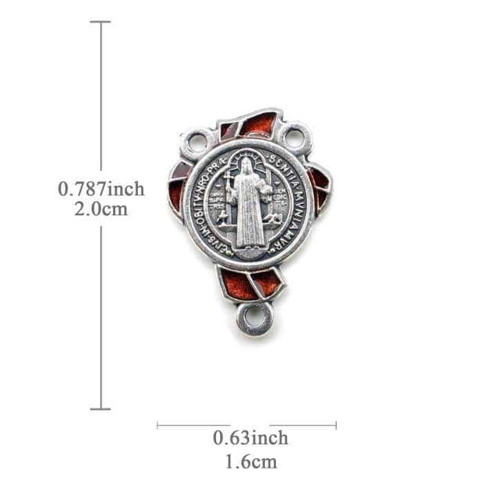 DIY三通-圣本笃-锌合金-红色-2cm Catholic religious art