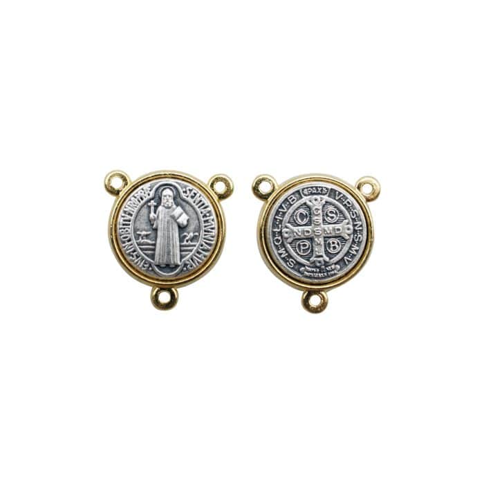 DIY三通-圣本笃-锌合金-双色-1.6cm Catholic religious art