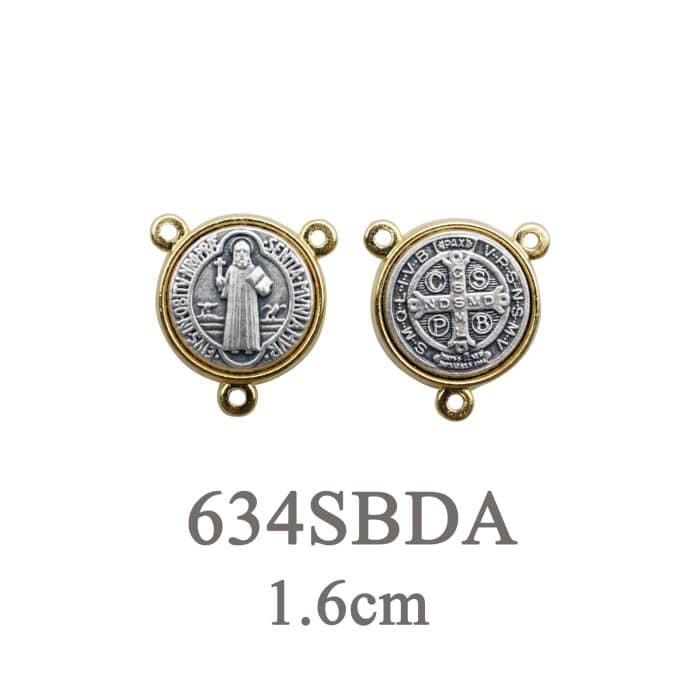 DIY三通-圣本笃-锌合金-双色-1.6cm Catholic religious art