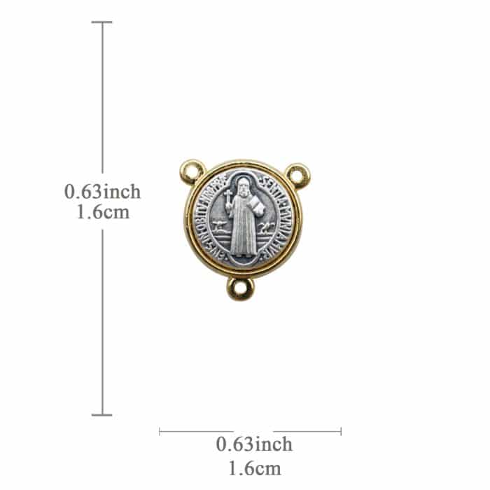 DIY三通-圣本笃-锌合金-双色-1.6cm Catholic religious art