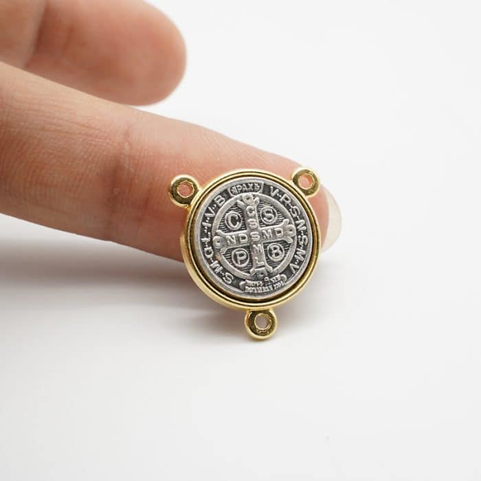 DIY三通-圣本笃-锌合金-双色-1.6cm Catholic religious art