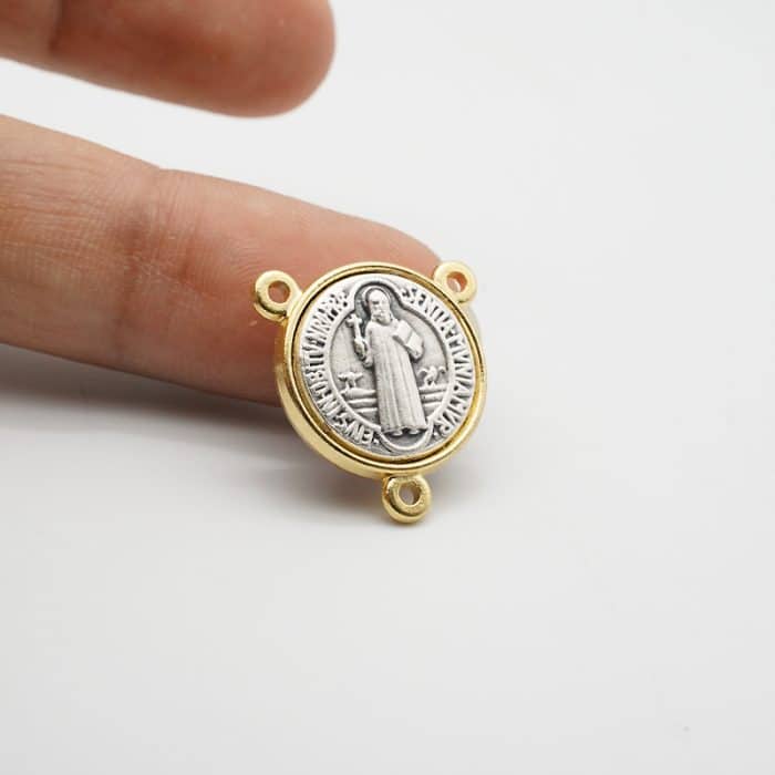 DIY三通-圣本笃-锌合金-双色-1.6cm Catholic religious art