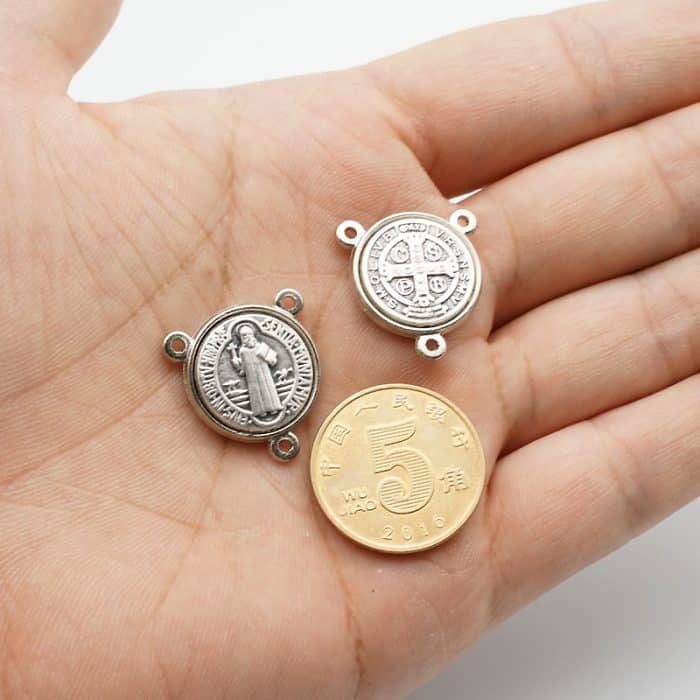 DIY三通-圣本笃-锌合金-1.6cm Catholic religious art