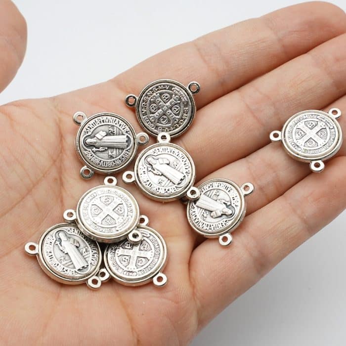 DIY三通-圣本笃-锌合金-1.6cm Catholic religious art