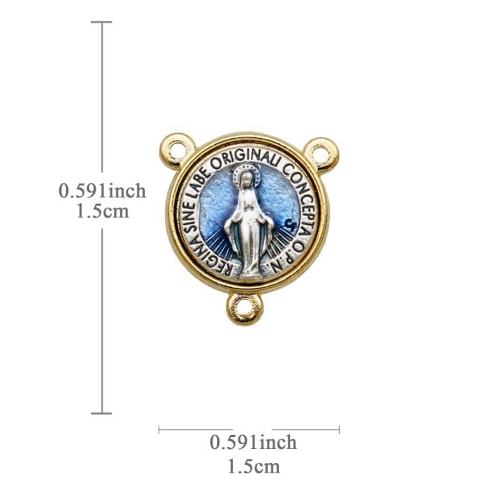 DIY三通-显灵圣母-锌合金-双色珐琅蓝-1.5cm Catholic religious art