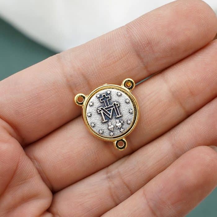 DIY三通-显灵圣母-锌合金-双色珐琅蓝-1.5cm Catholic religious art