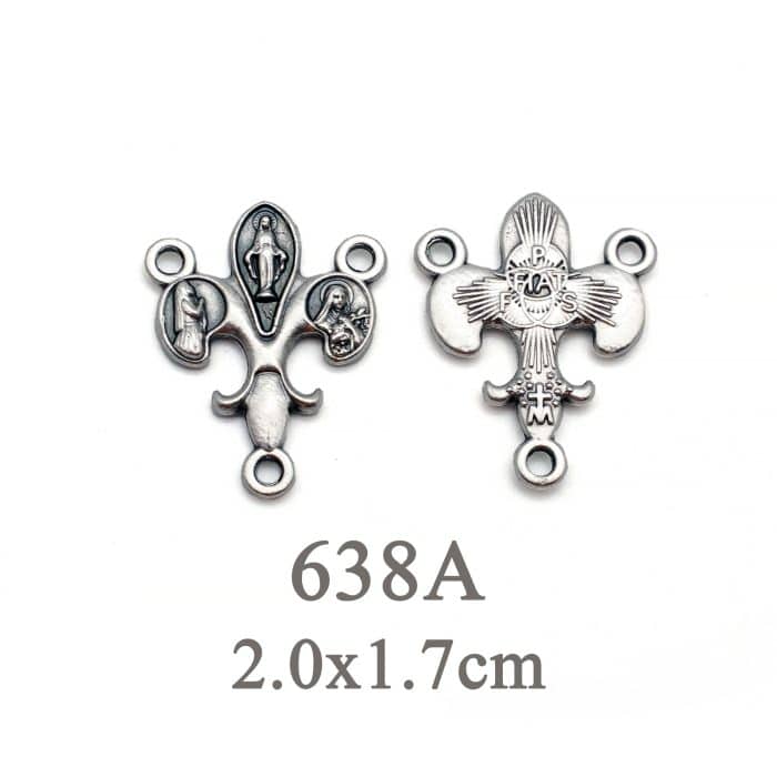 DIY三通-显灵圣母+伯尔纳德+德肋撒-锌合金-2cm Catholic religious art