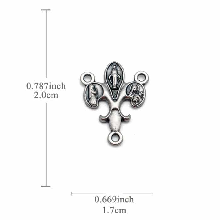 DIY三通-显灵圣母+伯尔纳德+德肋撒-锌合金-2cm Catholic religious art