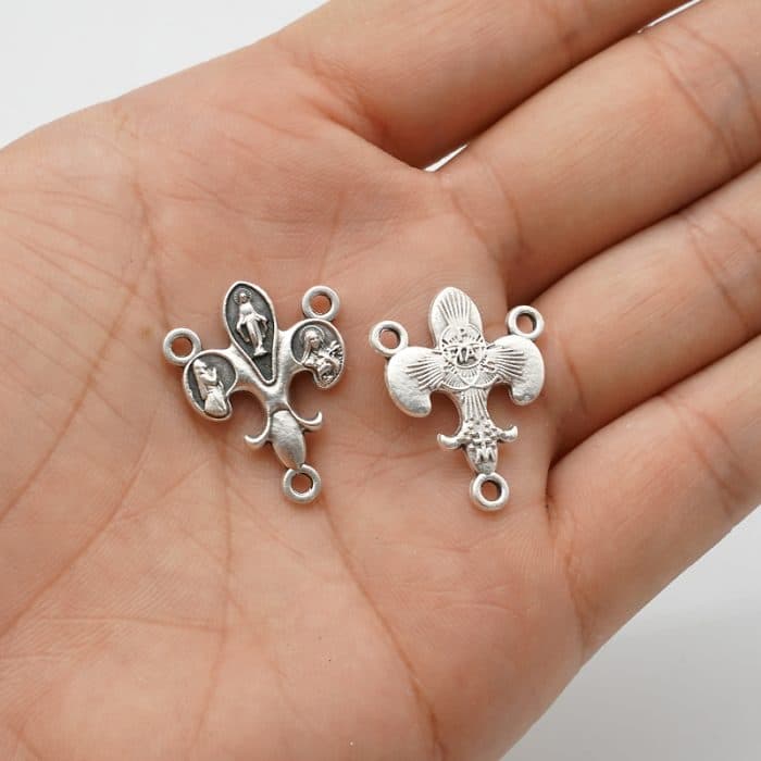 DIY三通-显灵圣母+伯尔纳德+德肋撒-锌合金-2cm Catholic religious art