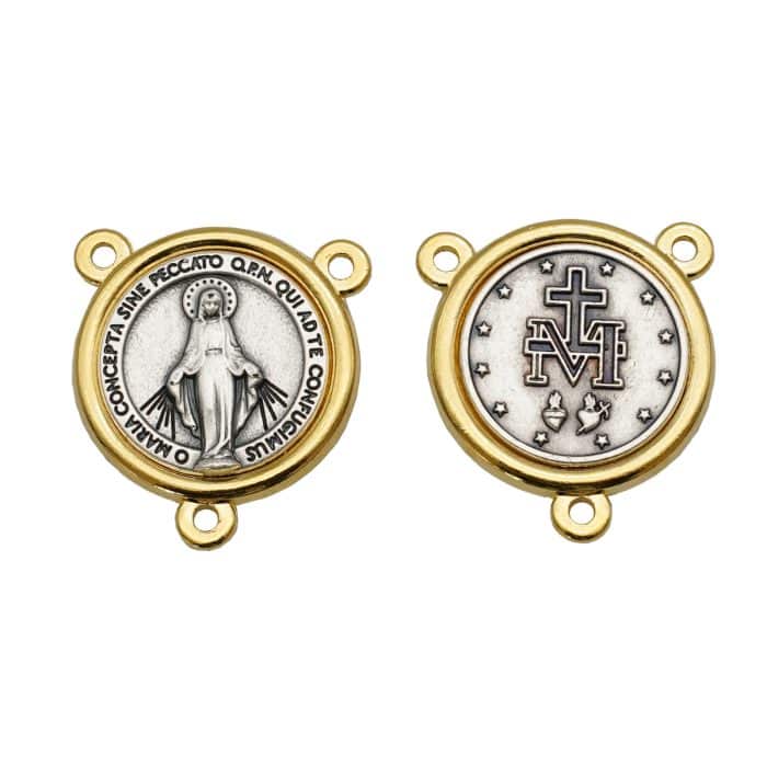 DIY三通-显灵圣母-锌合金-双色-2.2cm Catholic religious art