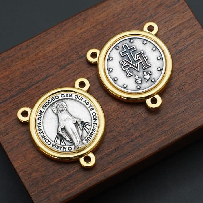 DIY三通-显灵圣母-锌合金-双色-2.2cm Catholic religious art