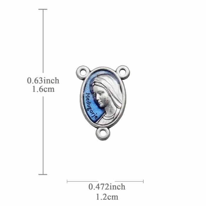 DIY三通-默主哥耶-锌合金-蓝色-1.6x1.2cm Catholic religious art