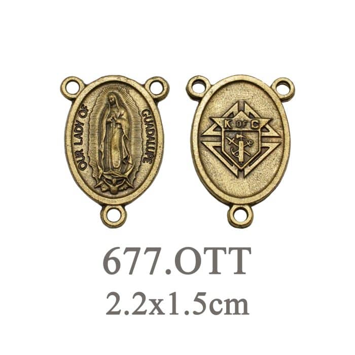 DIY三通-瓜达卢佩圣母-锌合金-古铜色-2.2cm Catholic religious art