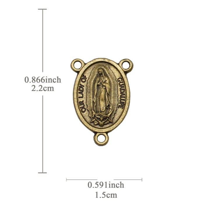 DIY三通-瓜达卢佩圣母-锌合金-古铜色-2.2cm Catholic religious art