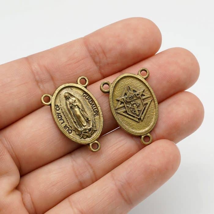 DIY三通-瓜达卢佩圣母-锌合金-古铜色-2.2cm Catholic religious art