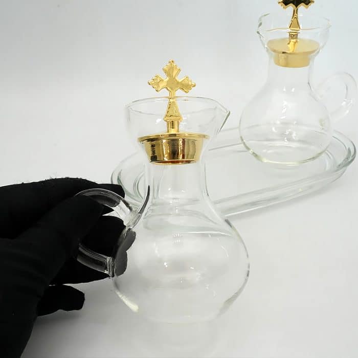 【现货】带玻璃托盘和瓶盖 酒水壶 18x14 cm-100ml Catholic religious art