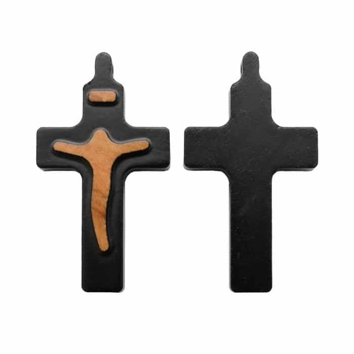 DIY十字架-黑色橄榄木+圣尸原色-4x2.5cm Catholic religious art