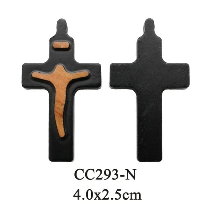 DIY十字架-黑色橄榄木+圣尸原色-4x2.5cm Catholic religious art