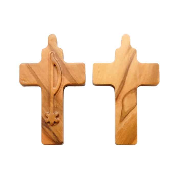 DIY十字架-PX和平符号+橄榄木-4.5cm Catholic religious art