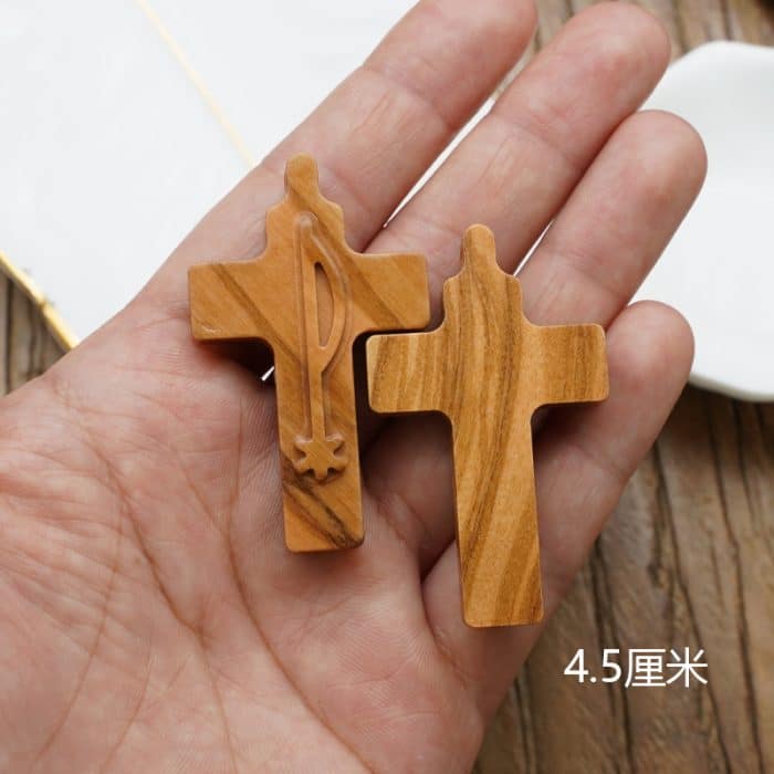 DIY十字架-PX和平符号+橄榄木-4.5cm Catholic religious art