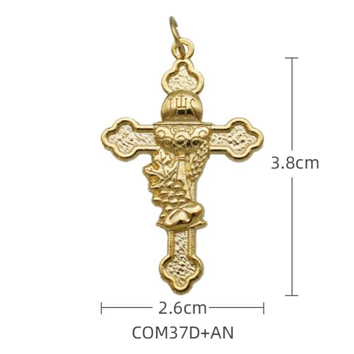 DIY十字架-圣体-锌合金-金色-3.7cm Catholic religious art