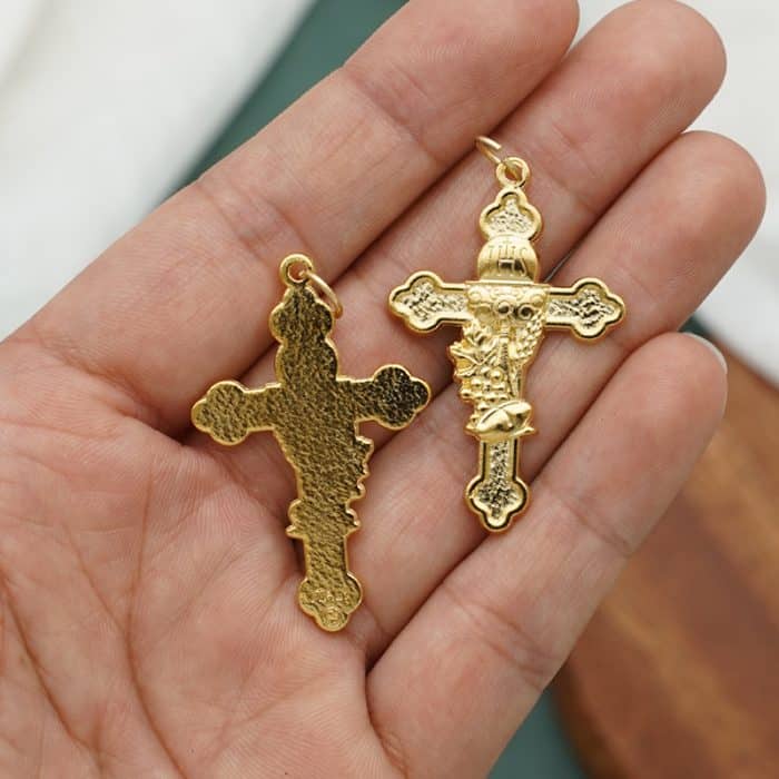 DIY十字架-圣体-锌合金-金色-3.7cm Catholic religious art