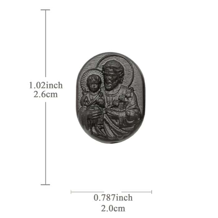 DIY双通-若瑟抱耶稣-椭圆形-黑檀木-2.6cm Catholic religious art