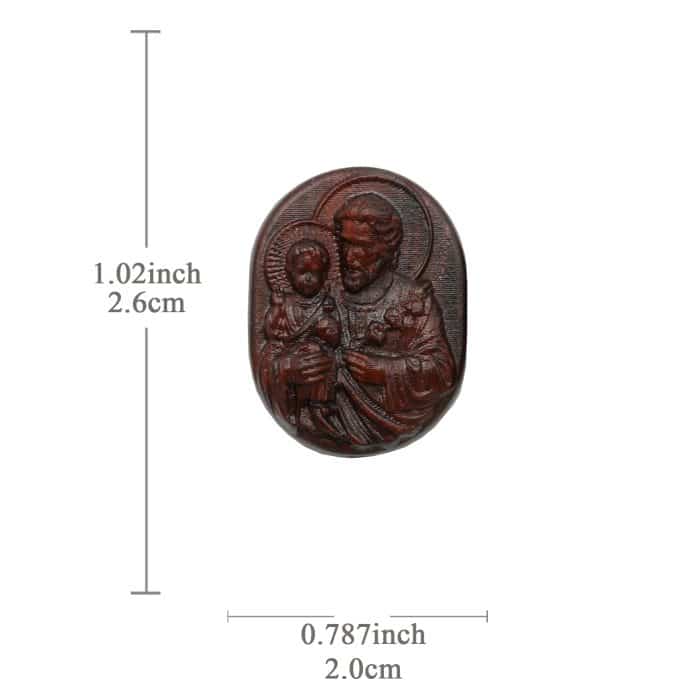 DIY双通-若瑟抱耶稣-椭圆形-紫檀木-2.6cm Catholic religious art