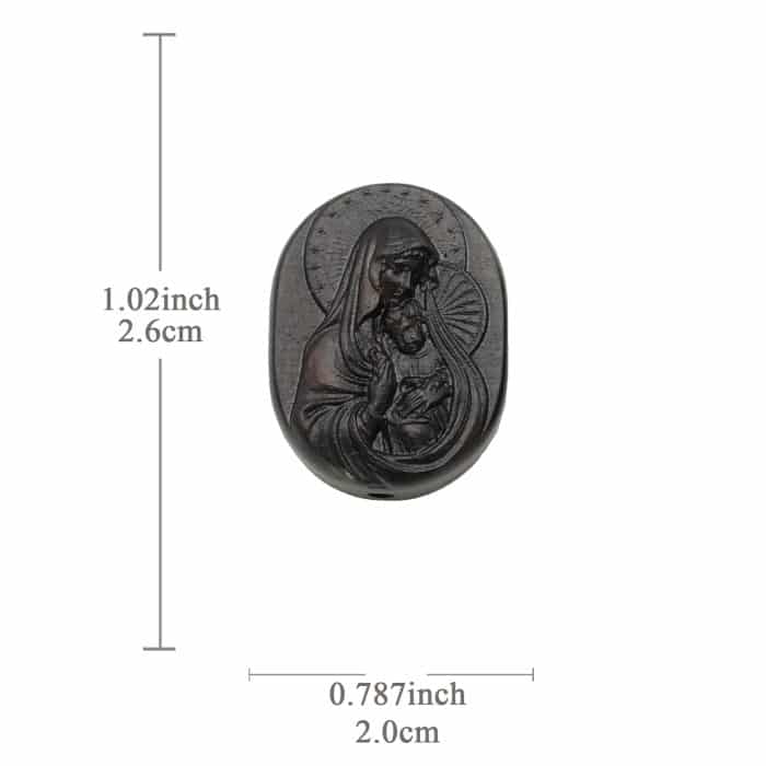 DIY双通-圣母抱耶稣-椭圆形-黑檀木-2.6cm Catholic religious art