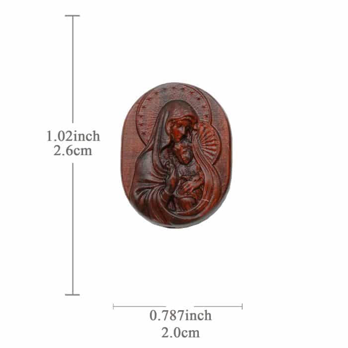 DIY双通-圣母抱耶稣-椭圆形-紫檀木-2.6cm Catholic religious art