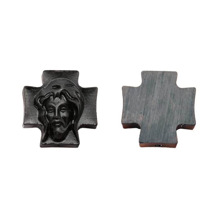 DIY双通-耶稣头像-方形十字-黑檀木-2cm Catholic religious art
