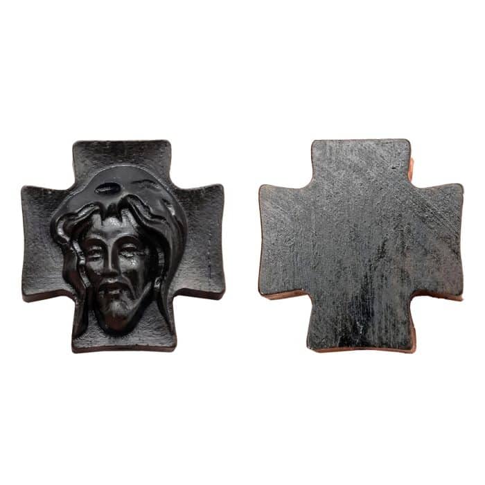 DIY双通-耶稣头像-方形十字-黑檀木-2.4cm Catholic religious art