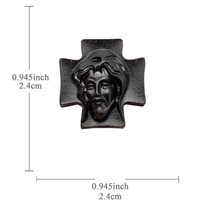 DIY双通-耶稣头像-方形十字-黑檀木-2.4cm Catholic religious art